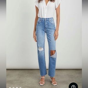 Rails Topanga Straight Jeans in Faded Blue Destroy - Size 28